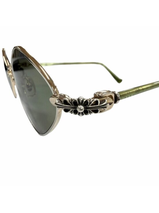 Chrome Hearts Diamond Dog 925 Floral Cross Sunglasses Gold Clear Green 50 main image 9